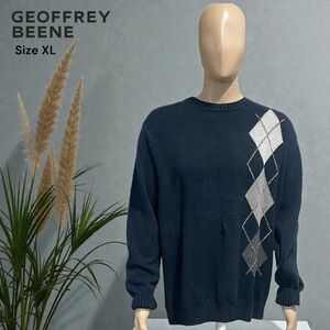 Geoffrey Beene Men’s Navy Argyle Sweater